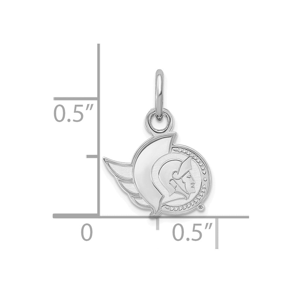 Sterling Silver Rhodium-plated NHL LogoArt Ottawa Senators Extra Small Pendant