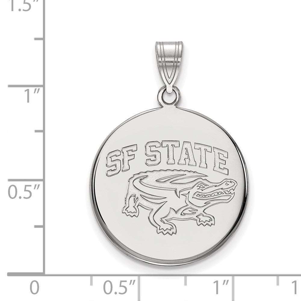 14k White Gold LogoArt San Francisco State University Large Disc Pendant