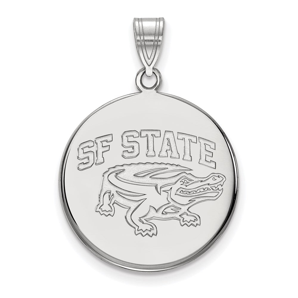 14k White Gold LogoArt San Francisco State University Large Disc Pendant