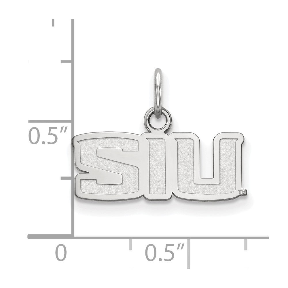 Sterling Silver Rhodium-plated LogoArt Southern Illinois University S-I-U Extra Small Pendant
