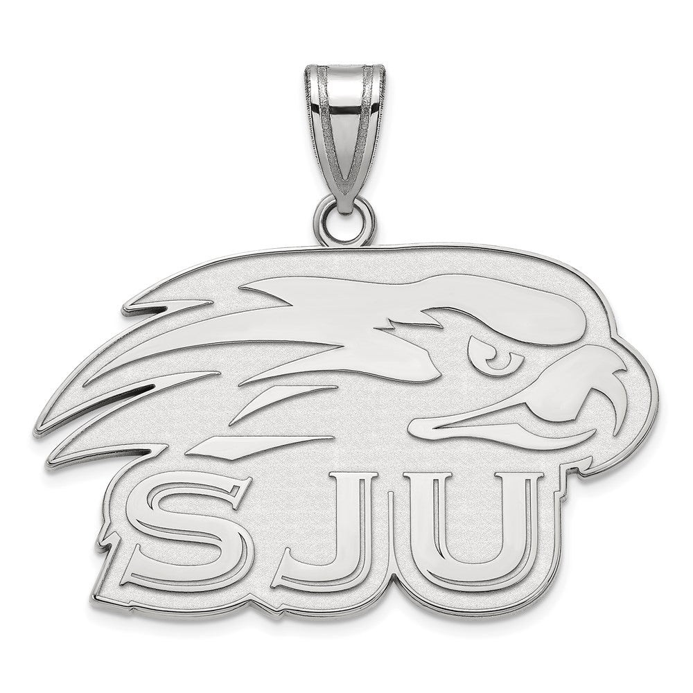 14k White Gold LogoArt St Joseph's University Hawks Large Pendant