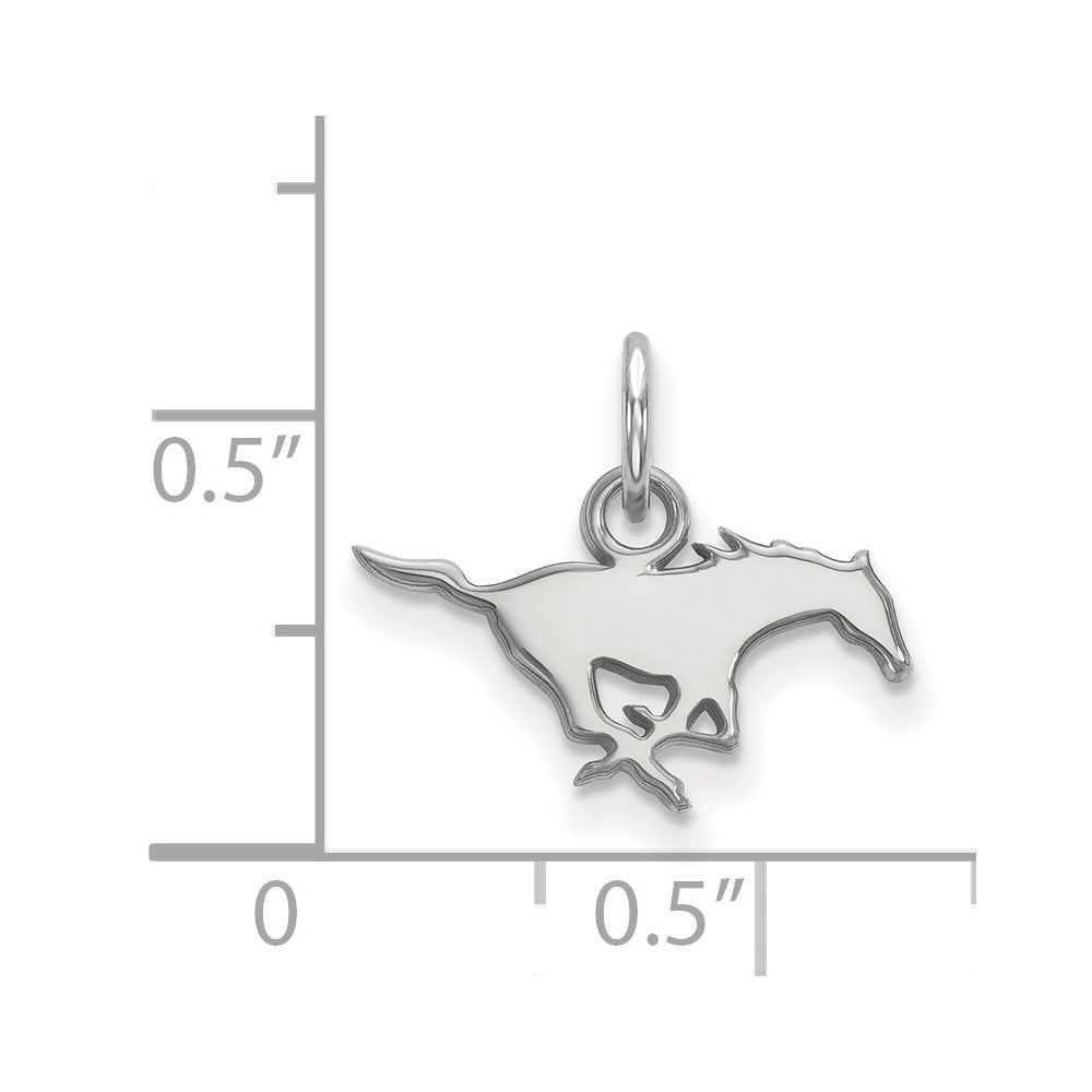 14k White Gold LogoArt Southern Methodist University Mustang Extra Small Pendant