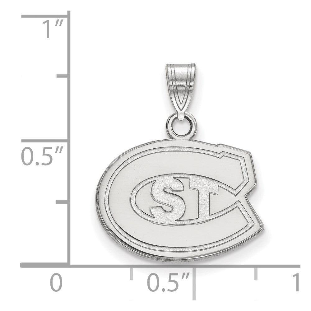 Sterling Silver Rhodium-plated LogoArt St. Cloud State University Small Pendant