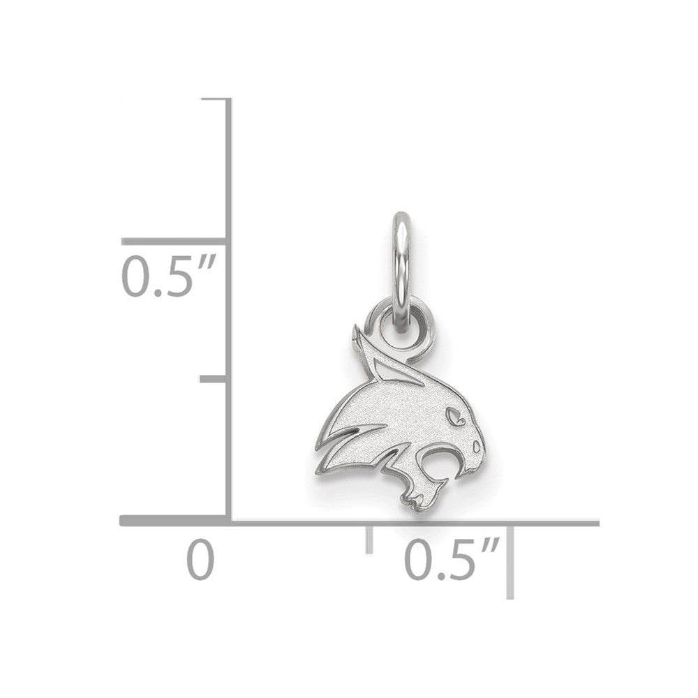 Sterling Silver Rhodium-plated LogoArt Texas State University Bobcat Extra Small Pendant