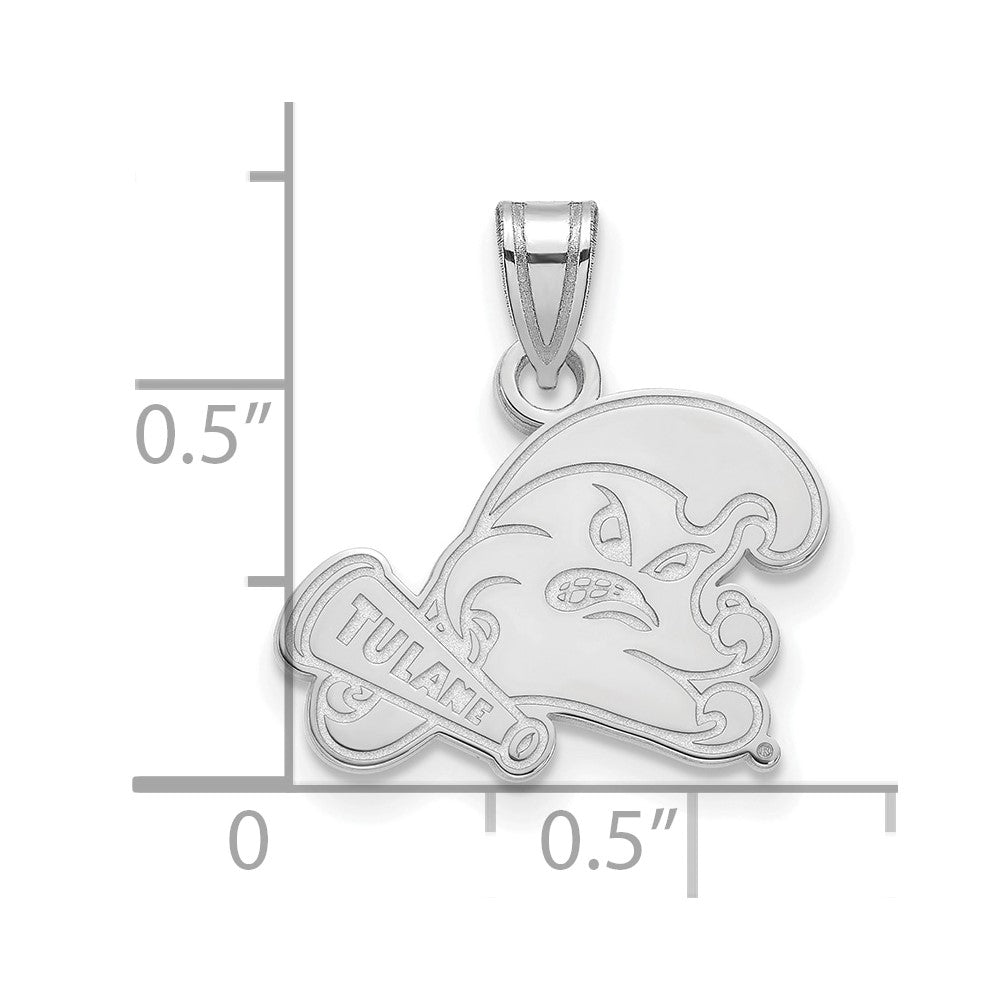 Sterling Silver Rhodium-plated LogoArt Tulane University Small Pendant