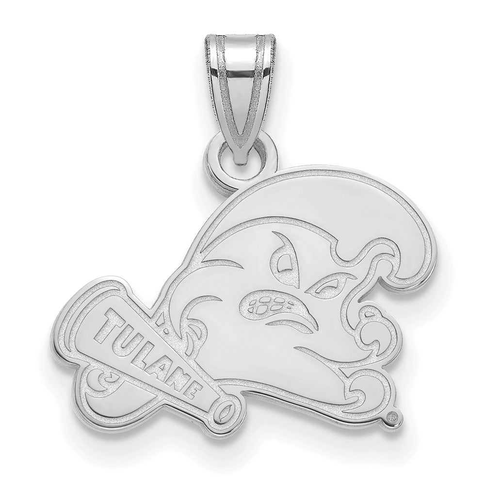 10k White Gold LogoArt Tulane University Small Pendant
