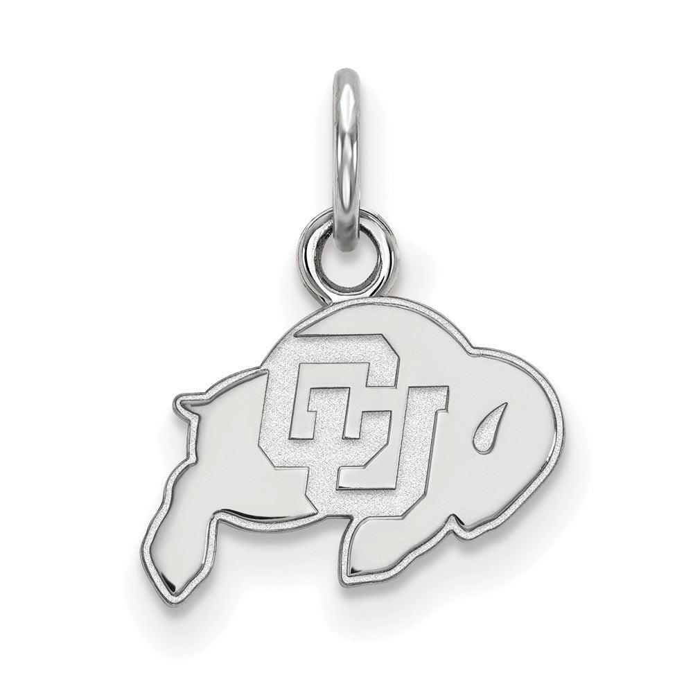 Sterling Silver Rhodium-plated LogoArt University of Colorado Buffalo Extra Small Pendant
