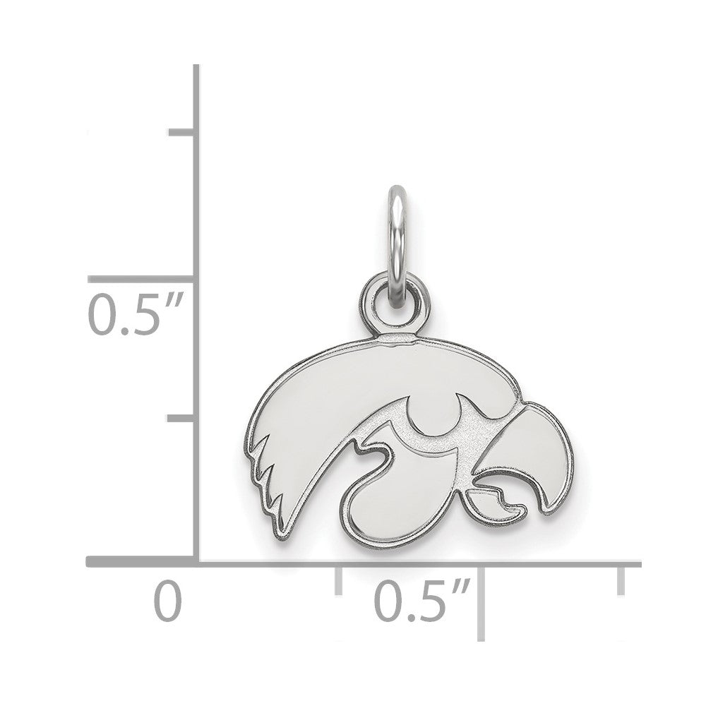 10k White Gold LogoArt University of Iowa Hawk Extra Small Pendant