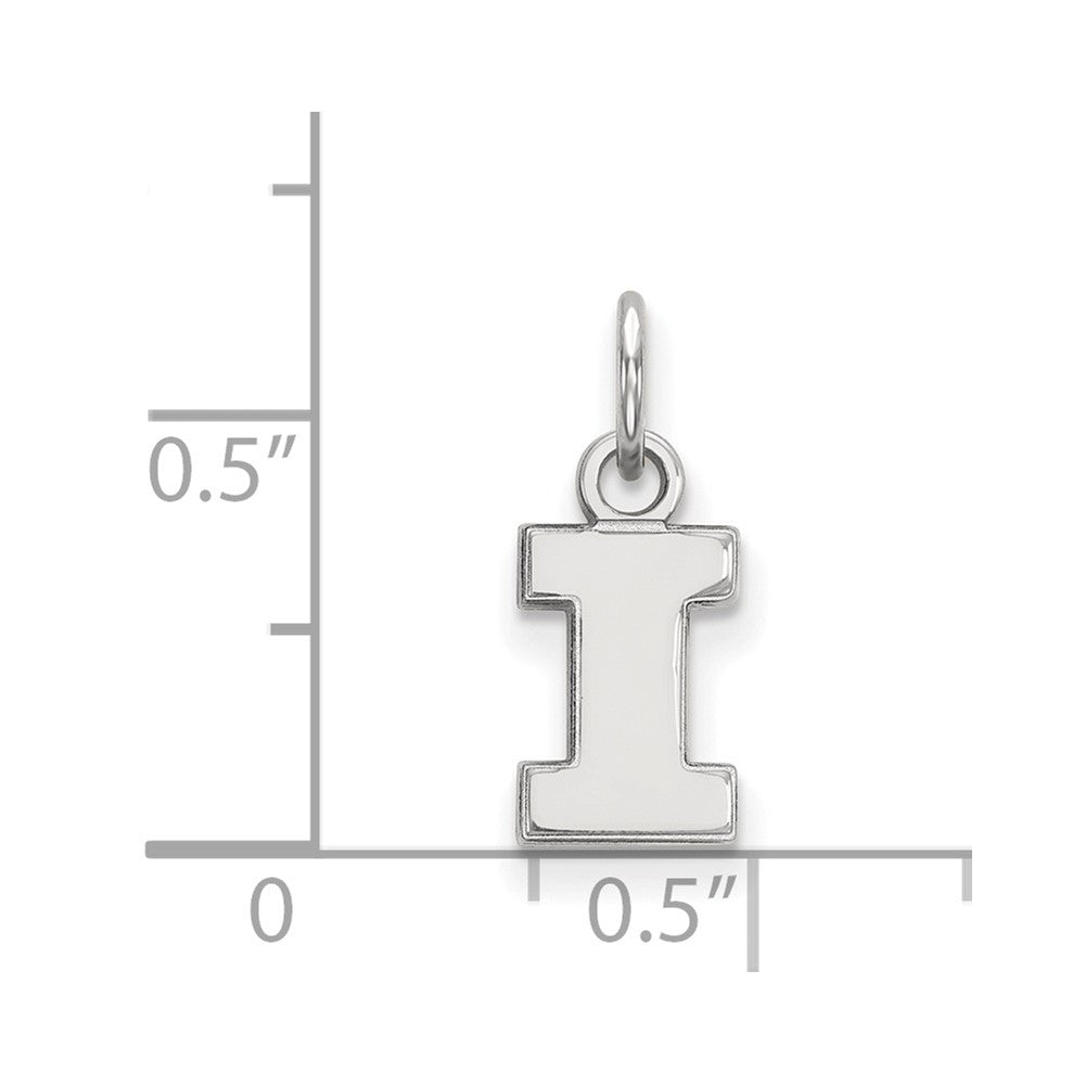 Sterling Silver Rhodium-plated LogoArt University of Illinois Letter I Extra Small Pendant