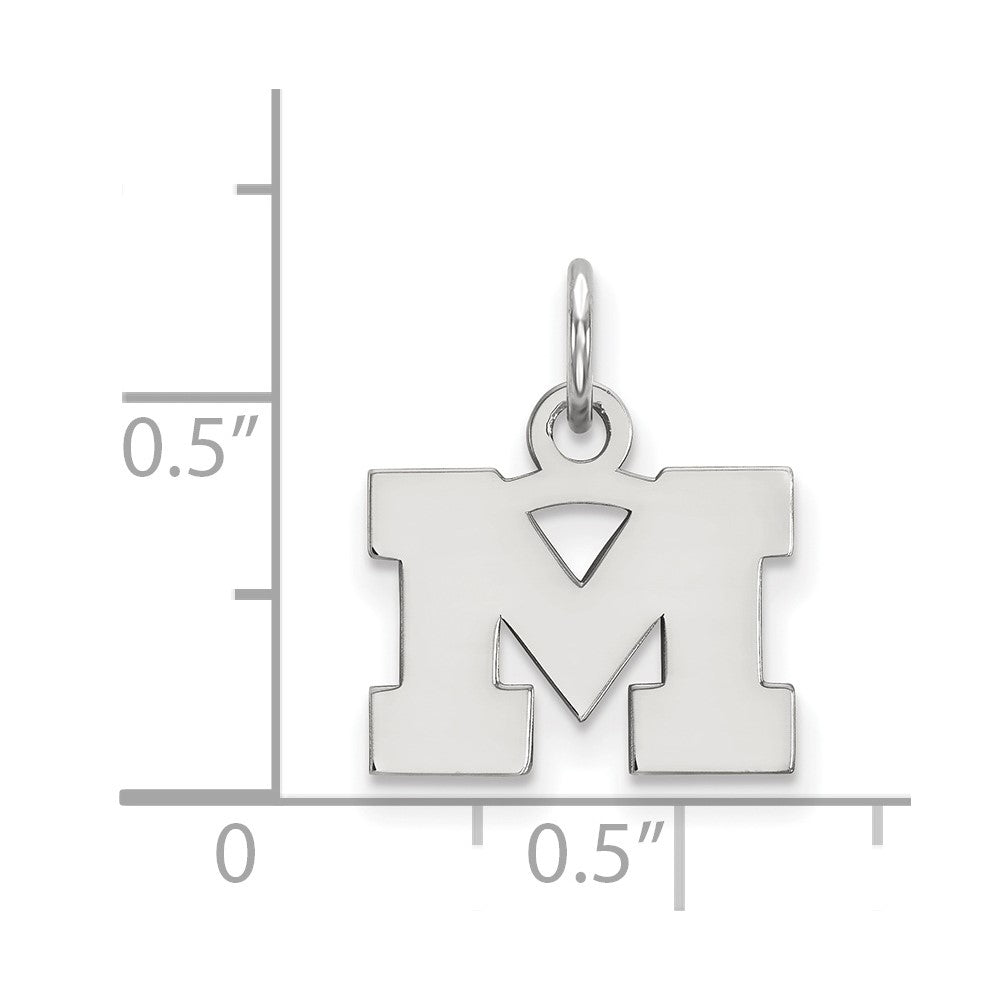 14k White Gold LogoArt University of Michigan Letter M Extra Small Pendant
