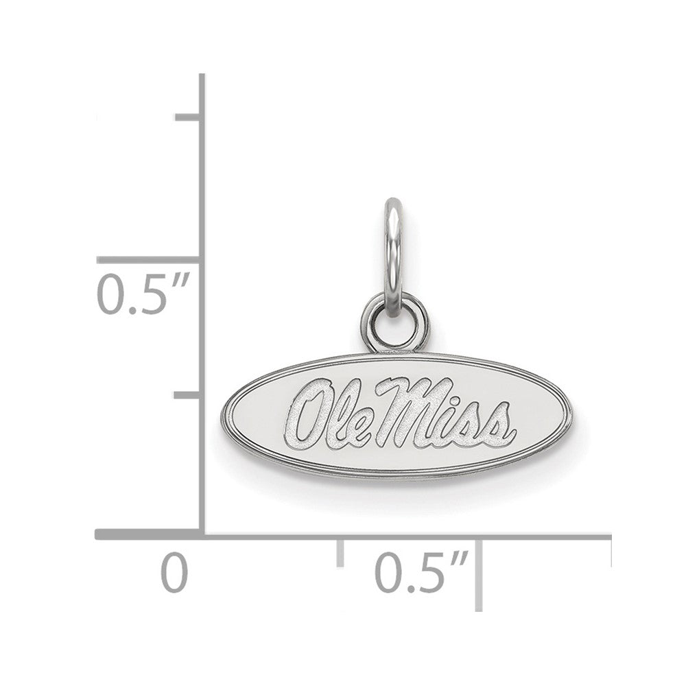 Sterling Silver Rhodium-plated LogoArt University of Mississippi Ole Miss Extra Small Oval Pendant