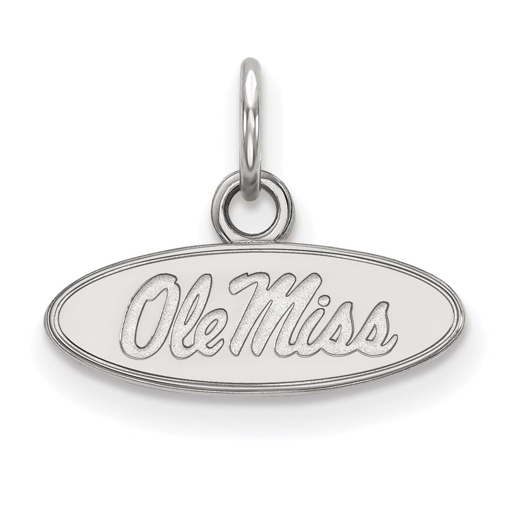 14k White Gold LogoArt University of Mississippi Ole Miss Extra Small Oval Pendant