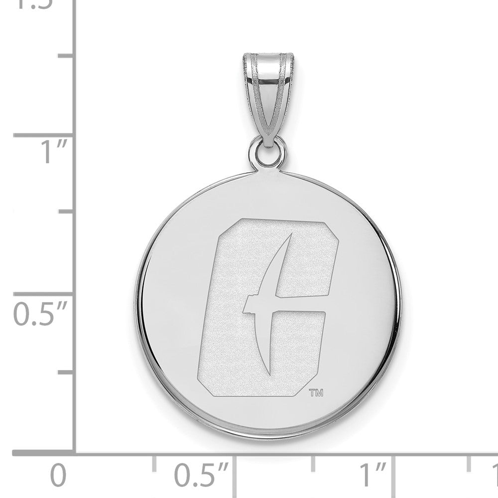 Sterling Silver Rhodium-plated LogoArt University of North Carolina at Charlotte 49ers Large Disc Pendant