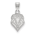 Sterling Silver Rhodium-plated LogoArt University of New Mexico Lobos Small Pendant