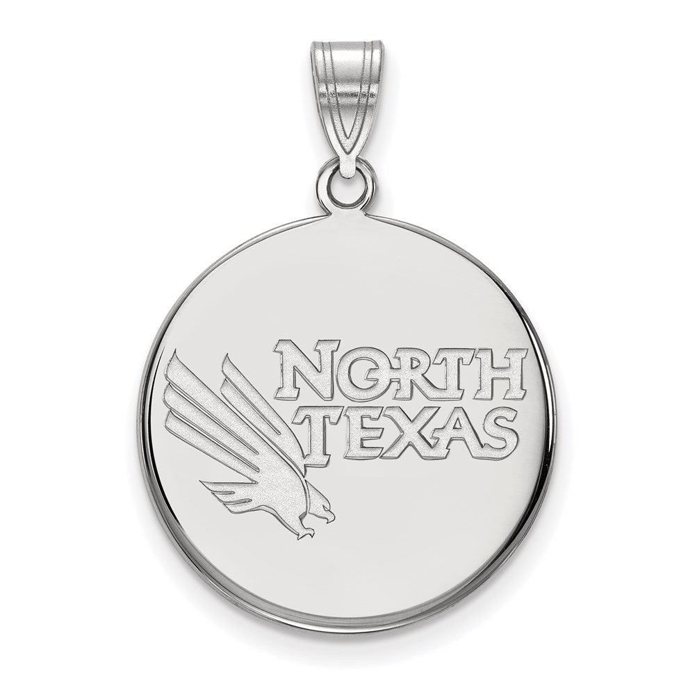 10k White Gold LogoArt University of North Texas Large Disc Pendant