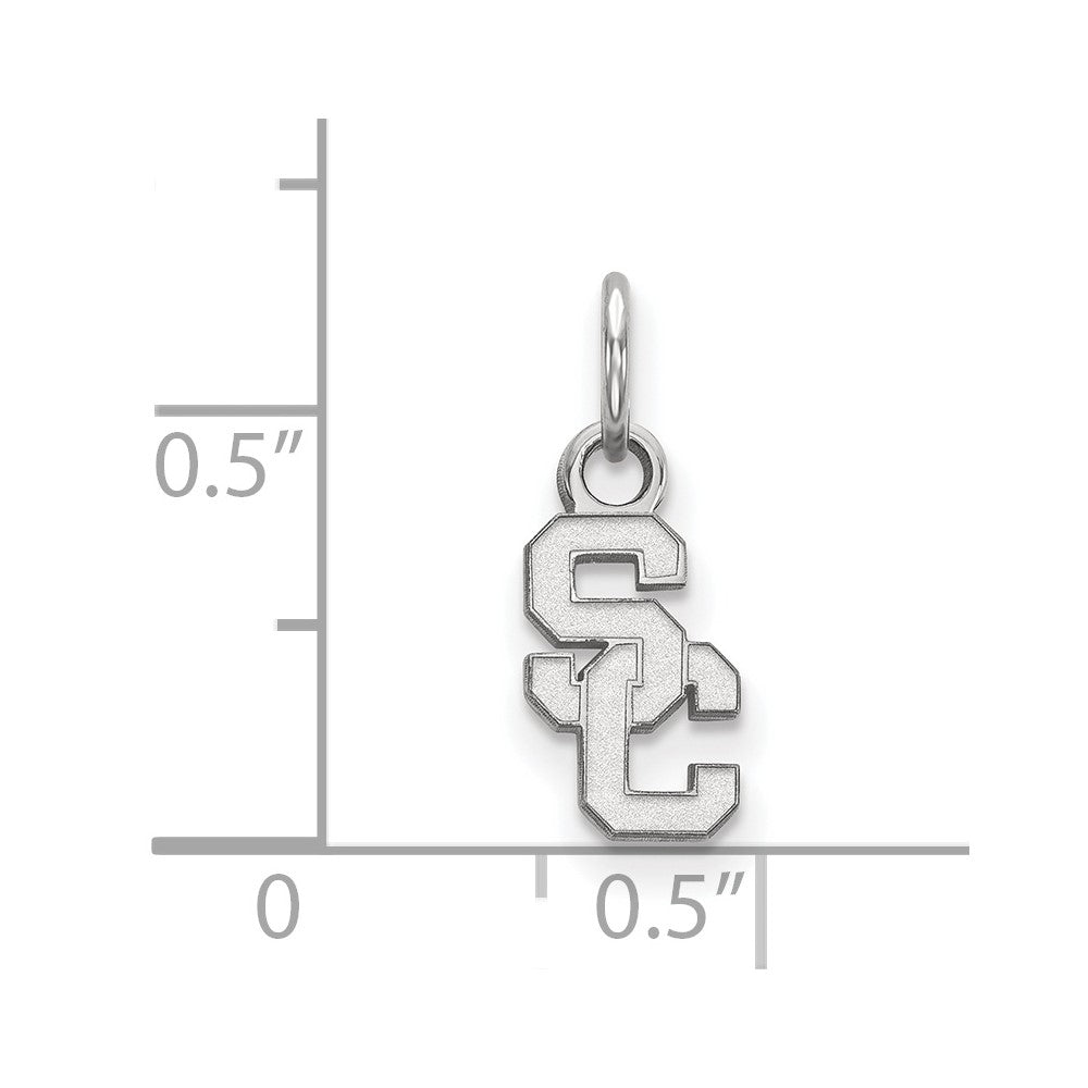 Sterling Silver Rhodium-plated University of Southern California S-C Extra Small Pendant
