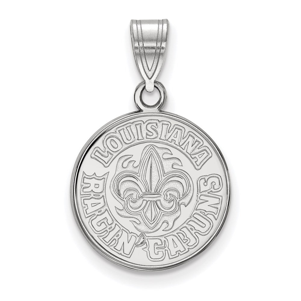 14k White Gold LogoArt University of Louisiana at Lafayette Medium Pendant