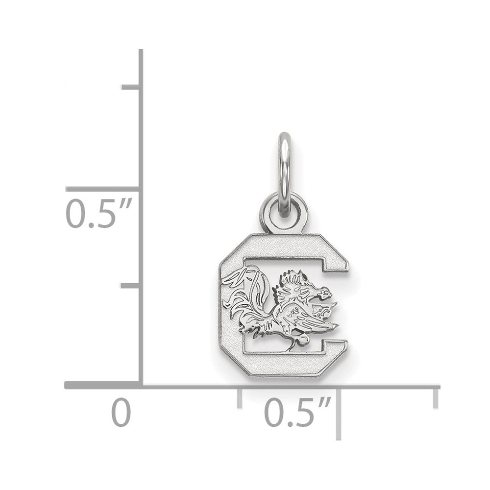 Sterling Silver Rhodium-plated LogoArt University of South Carolina Extra Small Pendant