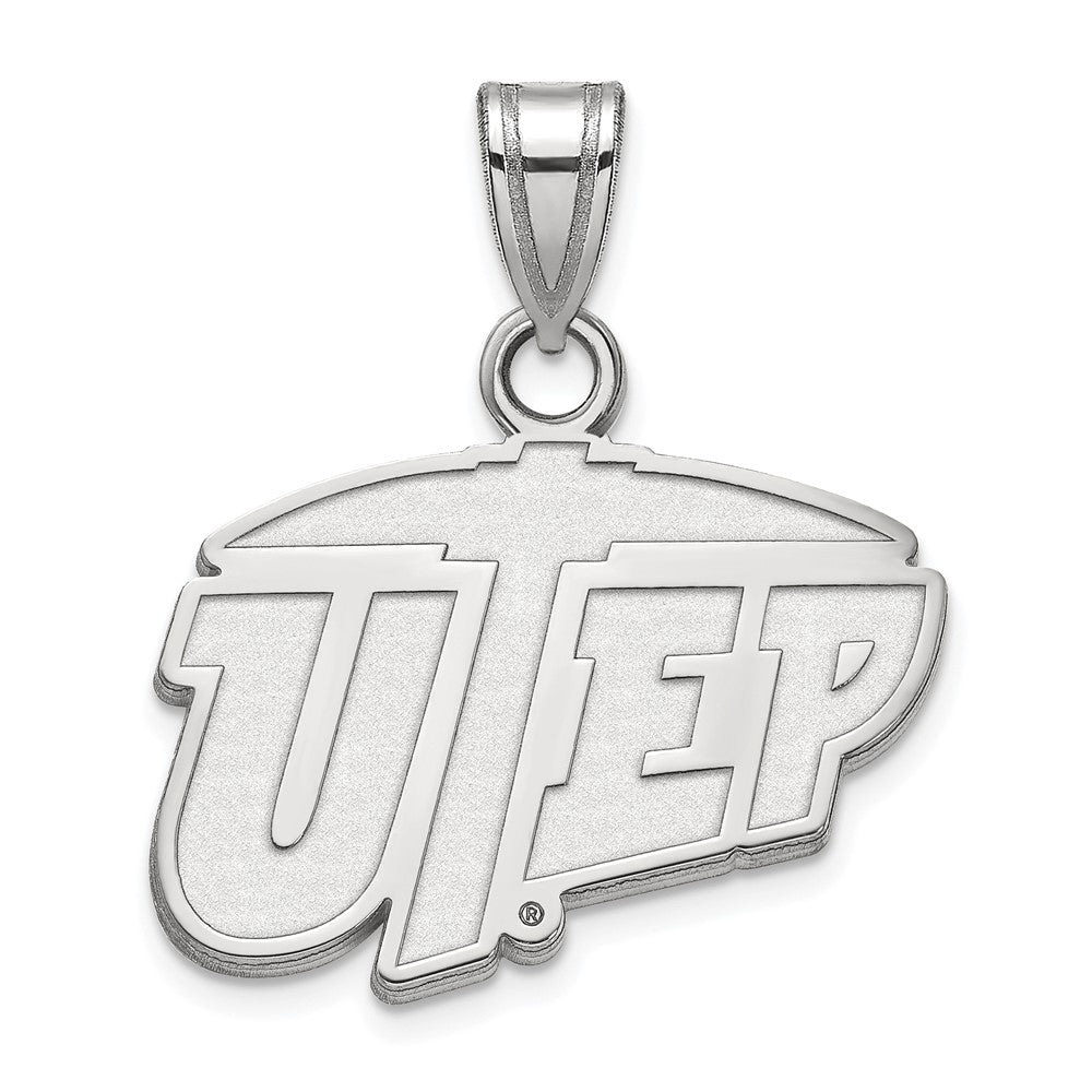 Sterling Silver Rhodium-plated LogoArt University of Texas at El Paso Small Pendant