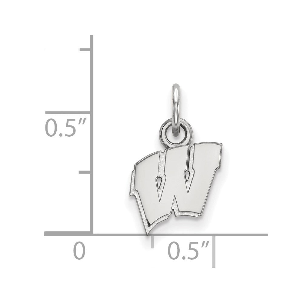 10k White Gold LogoArt University of Wisconsin Letter W Extra Small Pendant