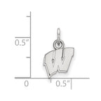 Sterling Silver Rhodium-plated LogoArt University of Wisconsin Letter W Extra Small Pendant