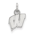 Sterling Silver Rhodium-plated LogoArt University of Wisconsin Letter W Extra Small Pendant