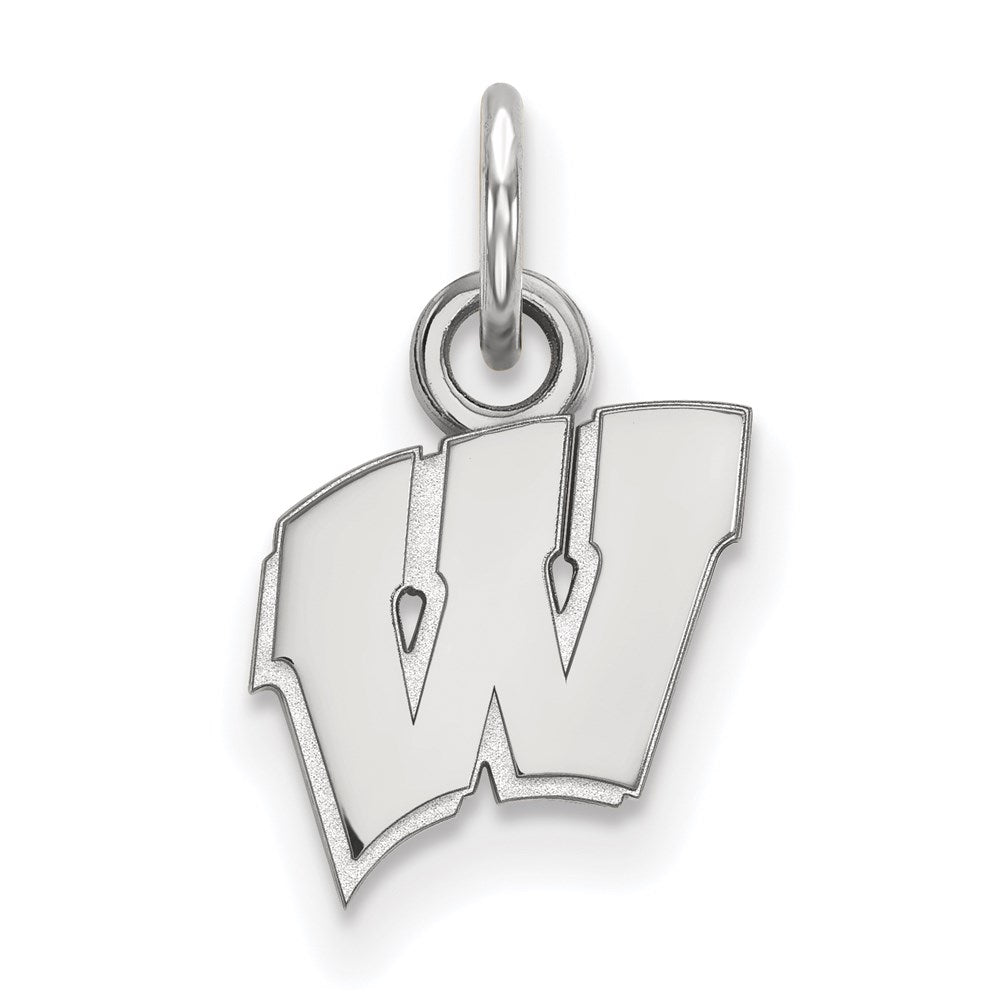 Sterling Silver Rhodium-plated LogoArt University of Wisconsin Letter W Extra Small Pendant