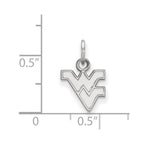 Sterling Silver Rhodium-plated LogoArt West Virginia University W-V Extra Small Pendant
