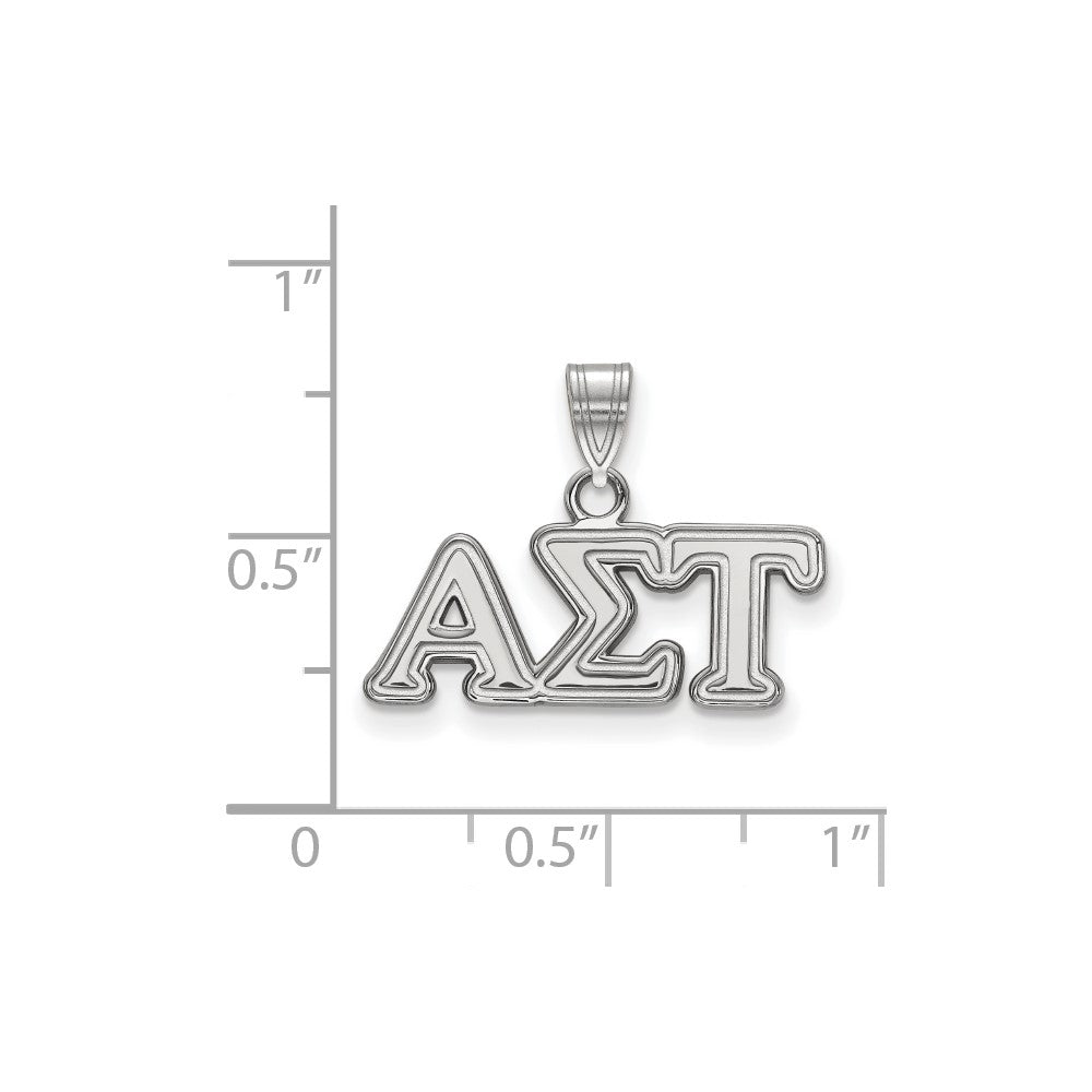 Sterling Silver Rhodium-plated LogoArt Alpha Sigma Tau Sorority Greek Letters Small Pendant