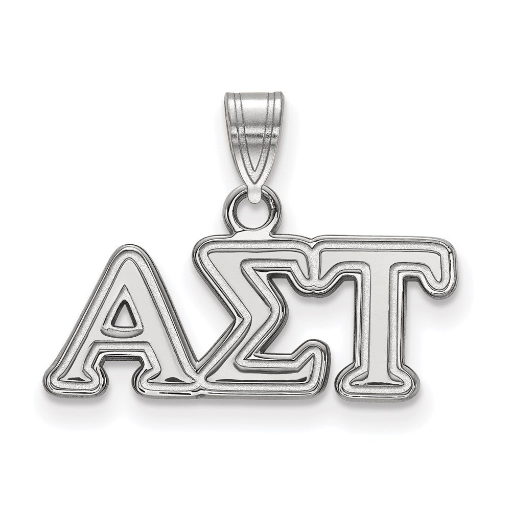 Sterling Silver Rhodium-plated LogoArt Alpha Sigma Tau Sorority Greek Letters Small Pendant