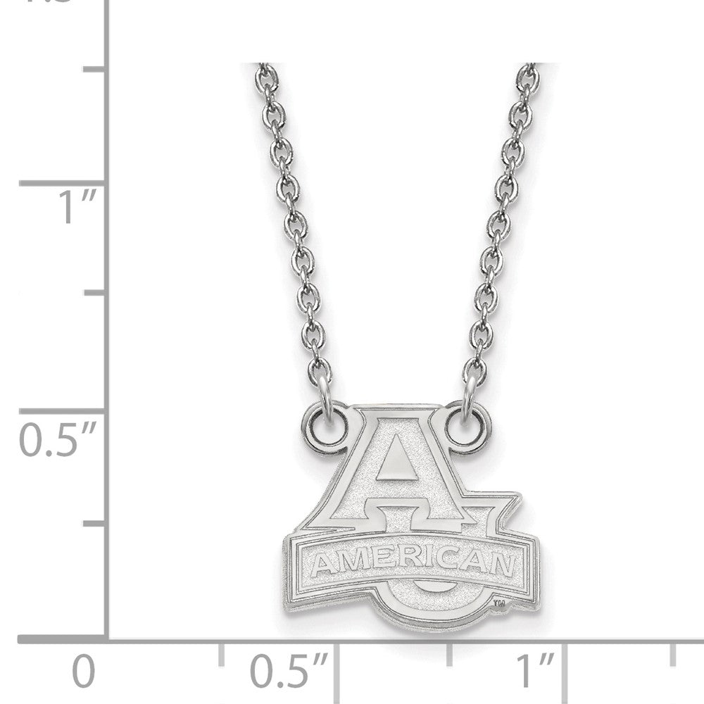 Sterling Silver Rhodium-plated LogoArt American University Small Pendant 18 inch Necklace