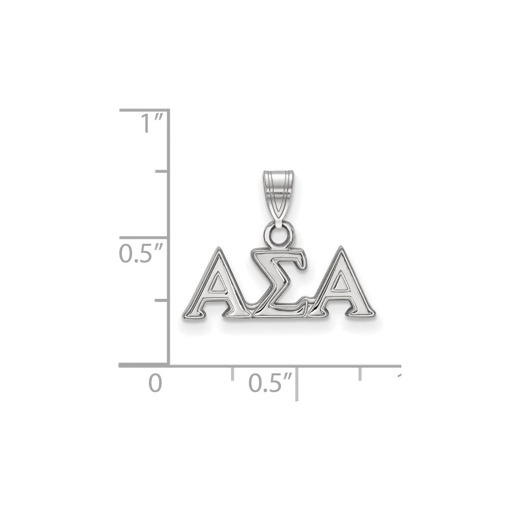 Sterling Silver Rhodium-plated LogoArt Alpha Sigma Alpha Sorority Greek Letters Small Pendant