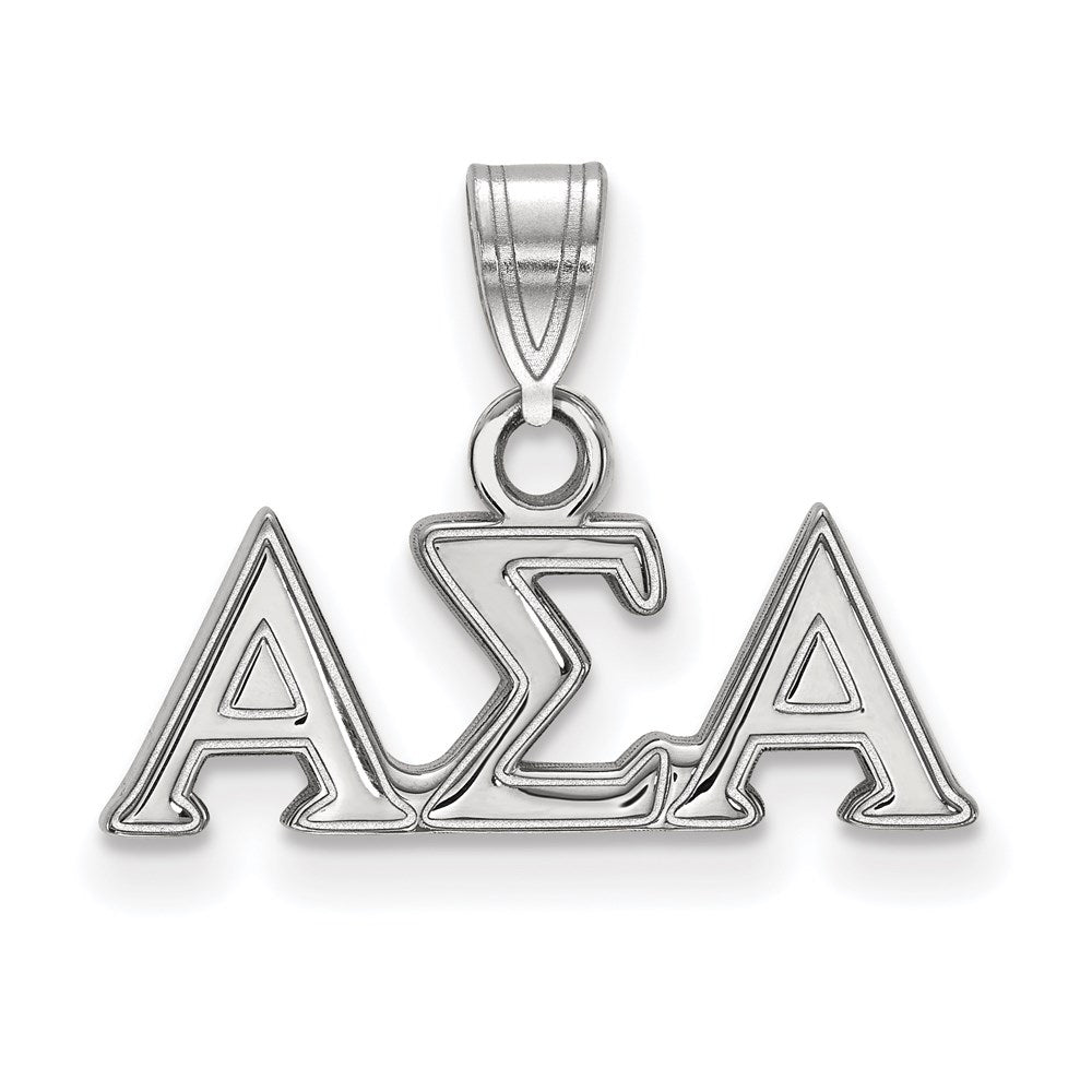 Sterling Silver Rhodium-plated LogoArt Alpha Sigma Alpha Sorority Greek Letters Small Pendant