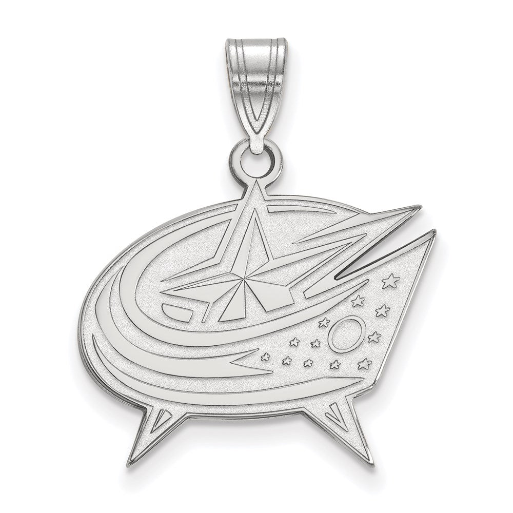 14k White Gold NHL LogoArt Columbus Blue Jackets Large Pendant