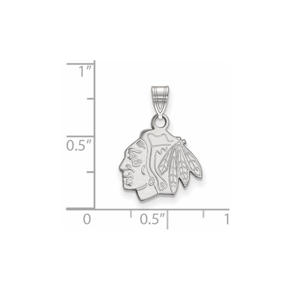 10k White Gold NHL LogoArt Chicago Blackhawks Small Pendant