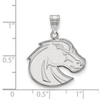 Sterling Silver Rhodium-plated LogoArt Boise State University Bronco Large Pendant