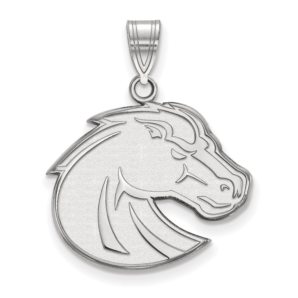 10k White Gold LogoArt Boise State University Bronco Large Pendant