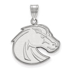 Sterling Silver Rhodium-plated LogoArt Boise State University Bronco Large Pendant