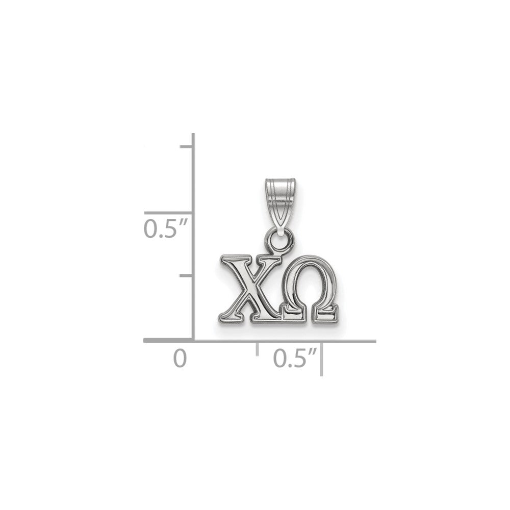 Sterling Silver Rhodium-plated LogoArt Chi Omega Sorority Greek Letters Small Pendant