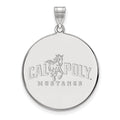 Sterling Silver Rhodium-plated LogoArt California Polytechnic State University Mustangs Extra Large Disc Pendant