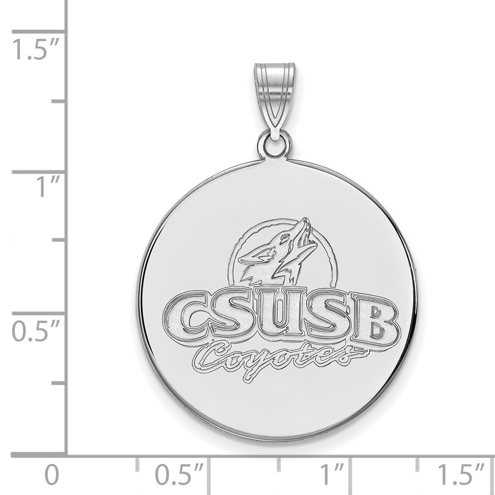 Sterling Silver Rhodium-plated LogoArt California State University San Bernardino Coyotes Extra Large Disc Pendant