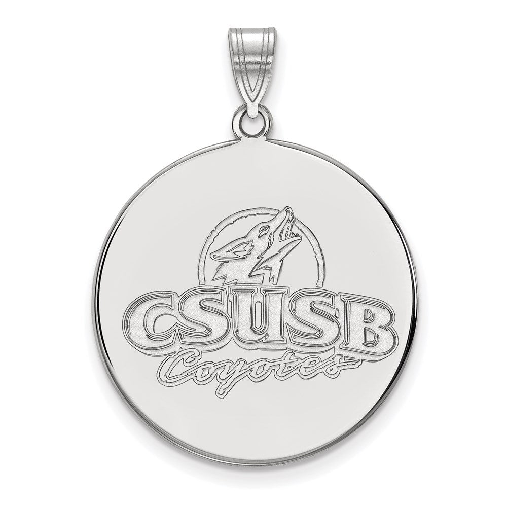 14k White Gold LogoArt California State University San Bernardino Coyotes Extra Large Disc Pendant