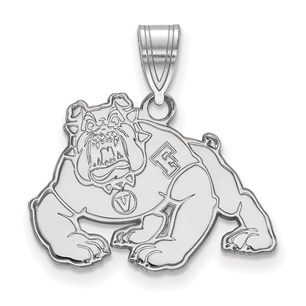 14k White Gold LogoArt California State University Fresno Bulldog Medium Pendant