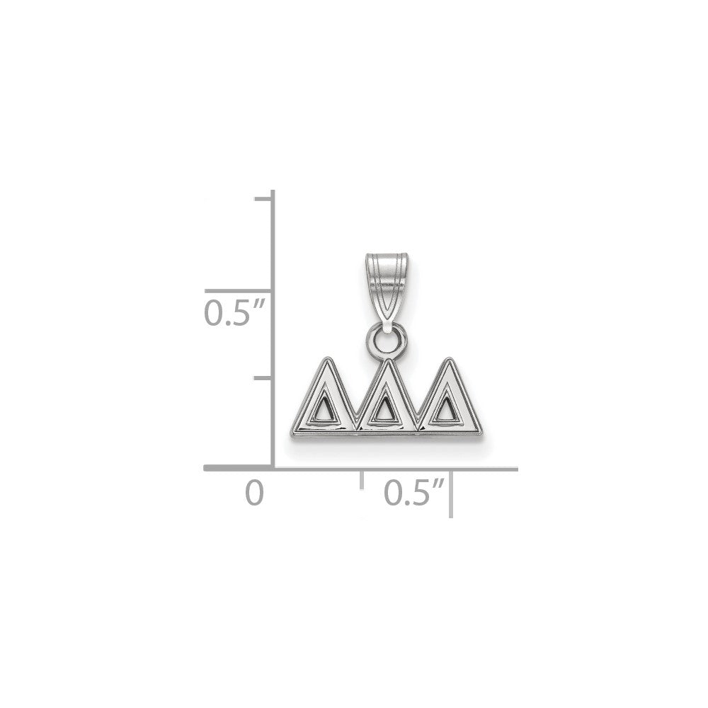 Sterling Silver Rhodium-plated LogoArt Delta Delta Delta Sorority Greek Letters Small Pendant