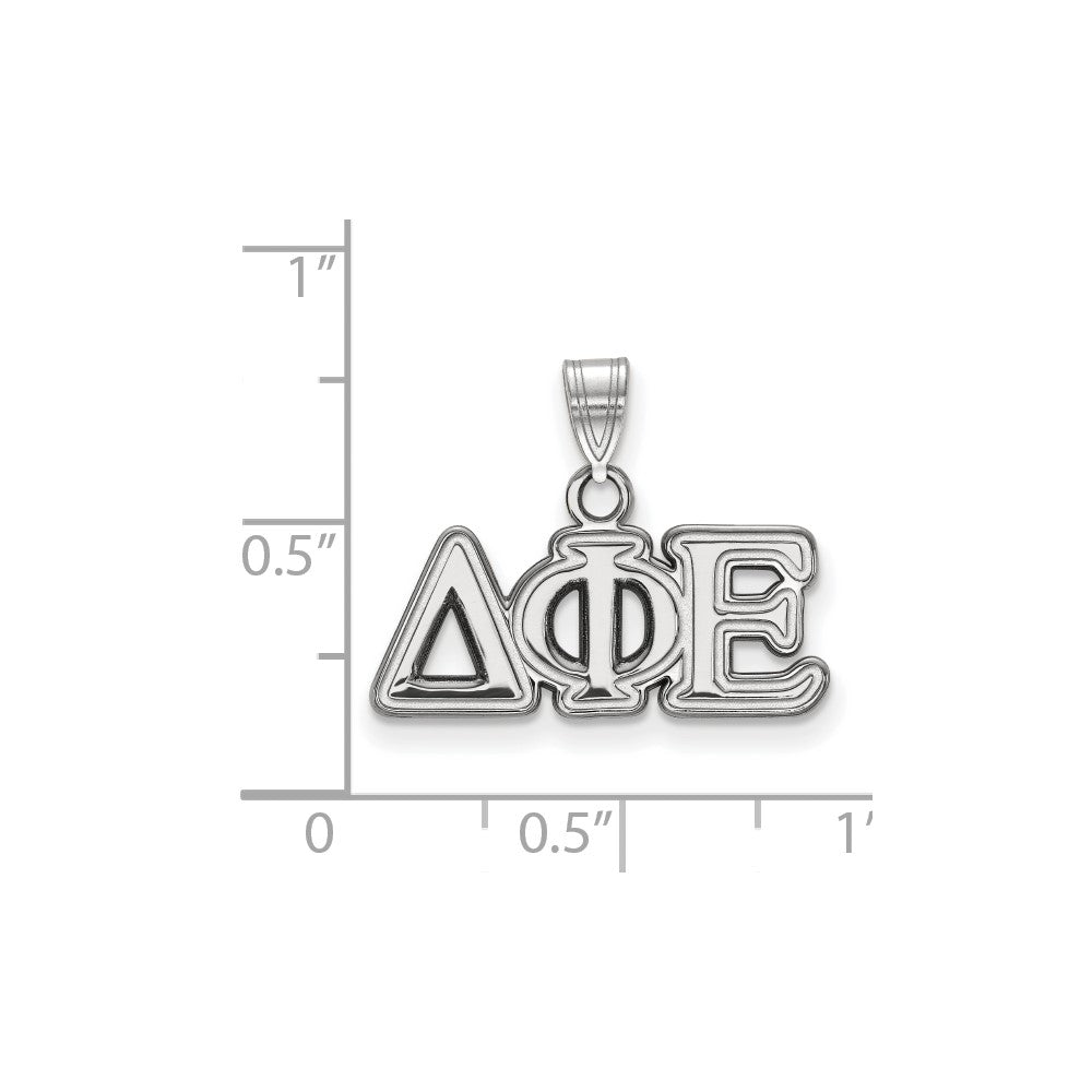 Sterling Silver Rhodium-plated LogoArt Delta Phi Epsilon Sorority Greek Letters Small Pendant