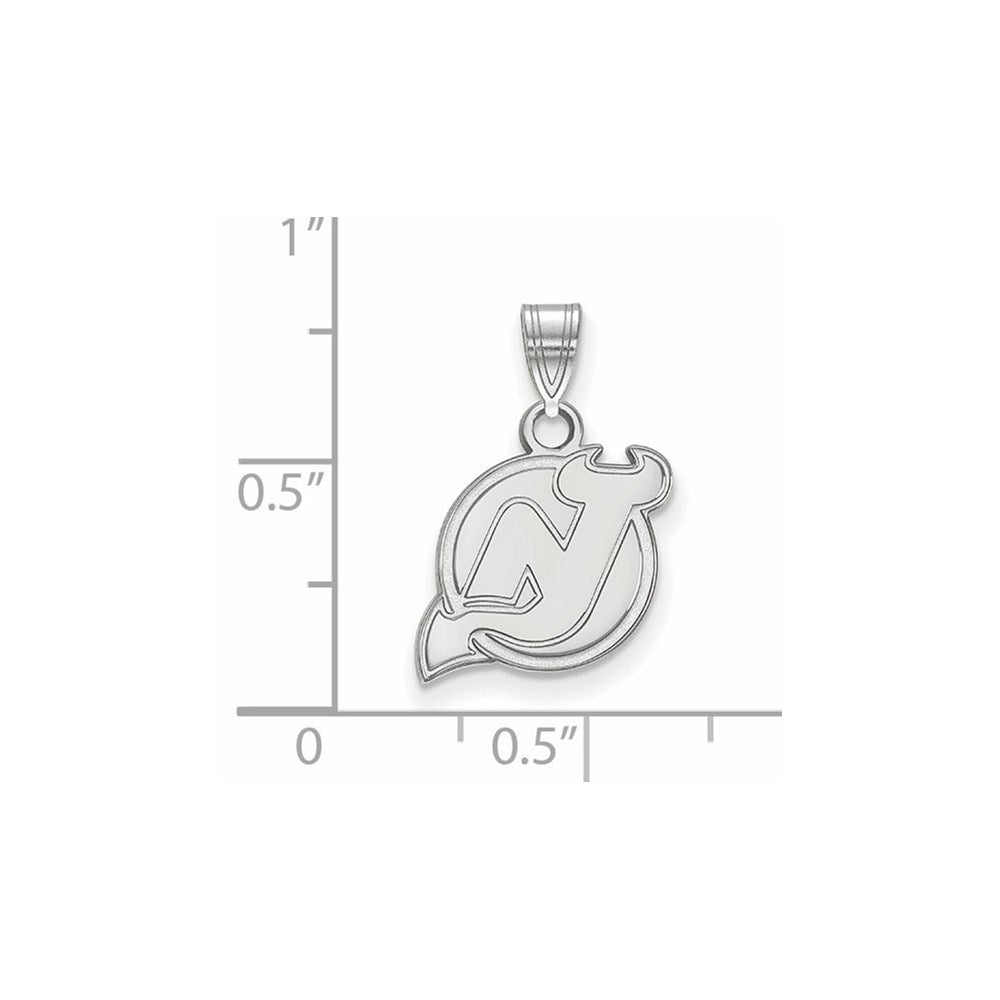 10k White Gold NHL LogoArt New Jersey Devils Small Pendant