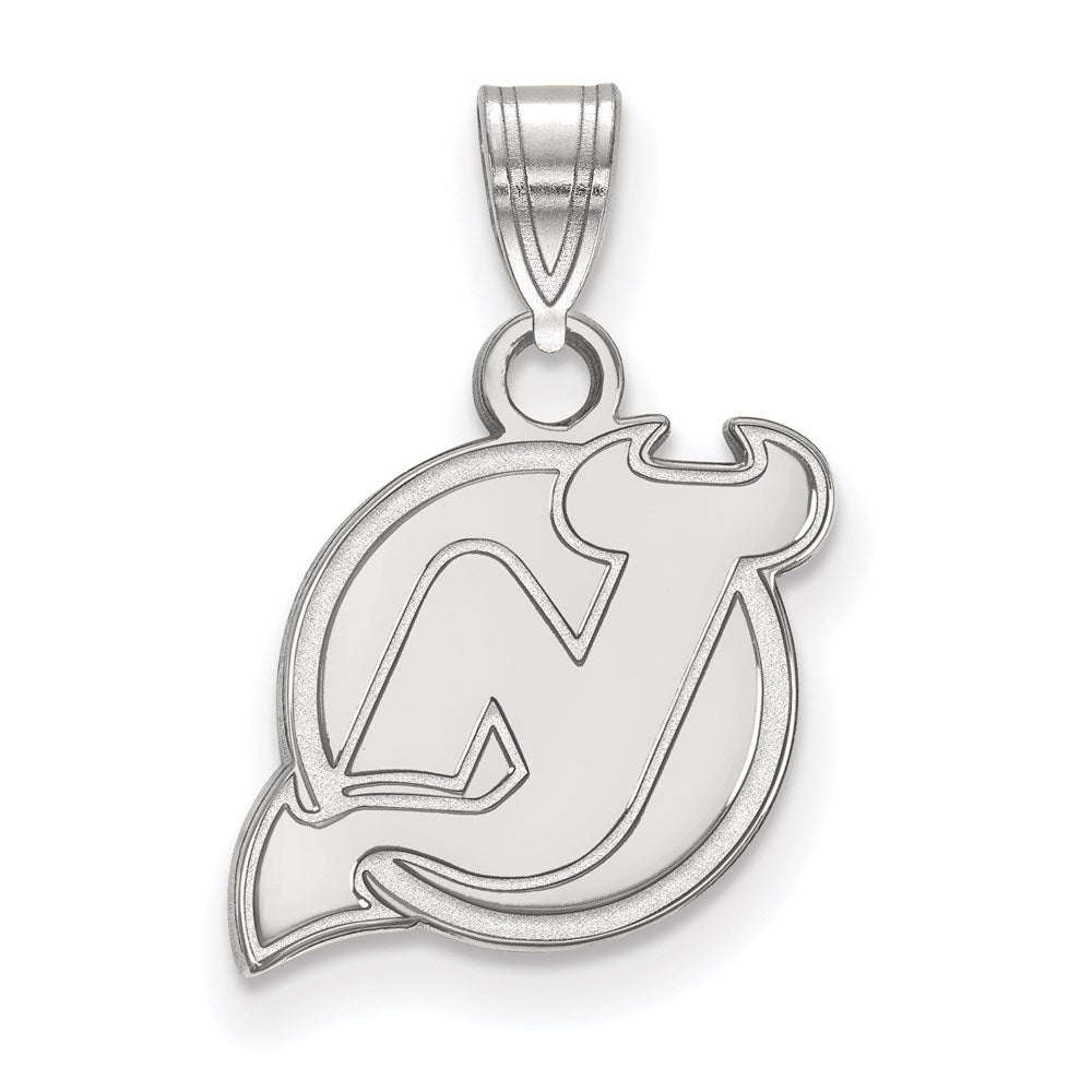 Sterling Silver Rhodium-plated NHL LogoArt New Jersey Devils Small Pendant