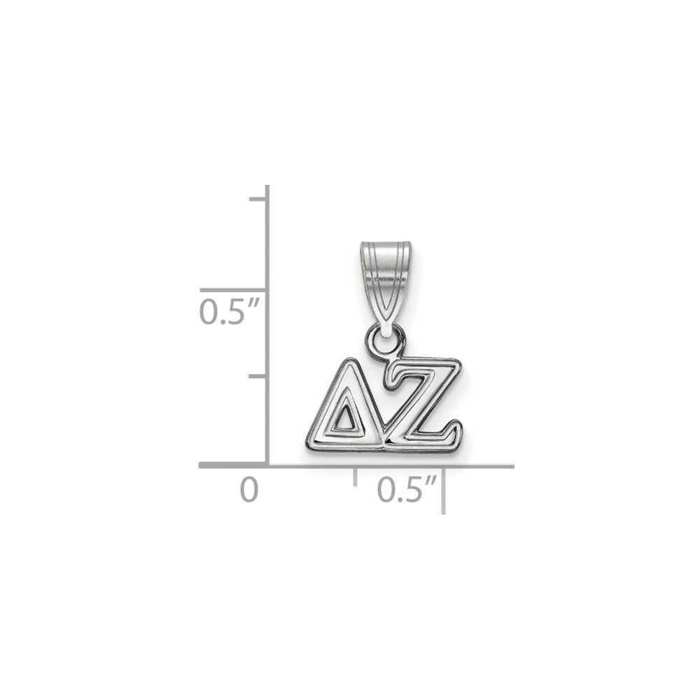 Sterling Silver Rhodium-plated LogoArt Delta Zeta Sorority Greek Letters Small Pendant