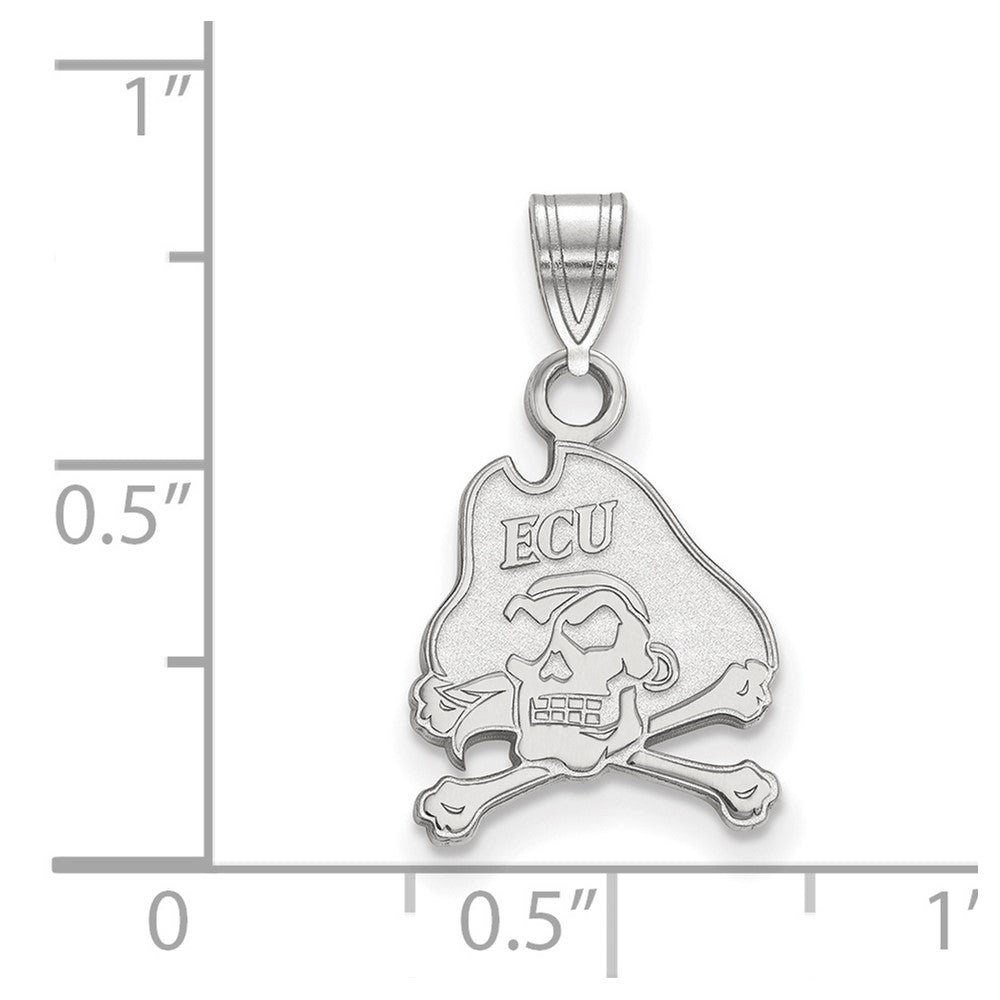10k White Gold LogoArt East Carolina University Pirate Small Pendant