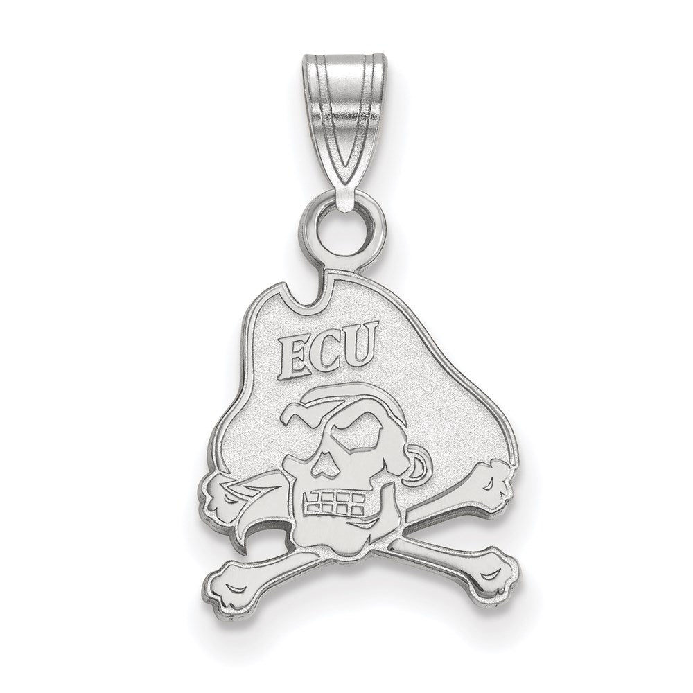 14k White Gold LogoArt East Carolina University Pirate Small Pendant